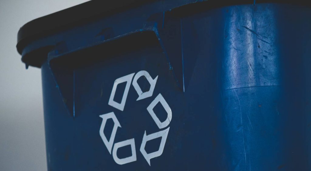 Photo of blue recycling bin